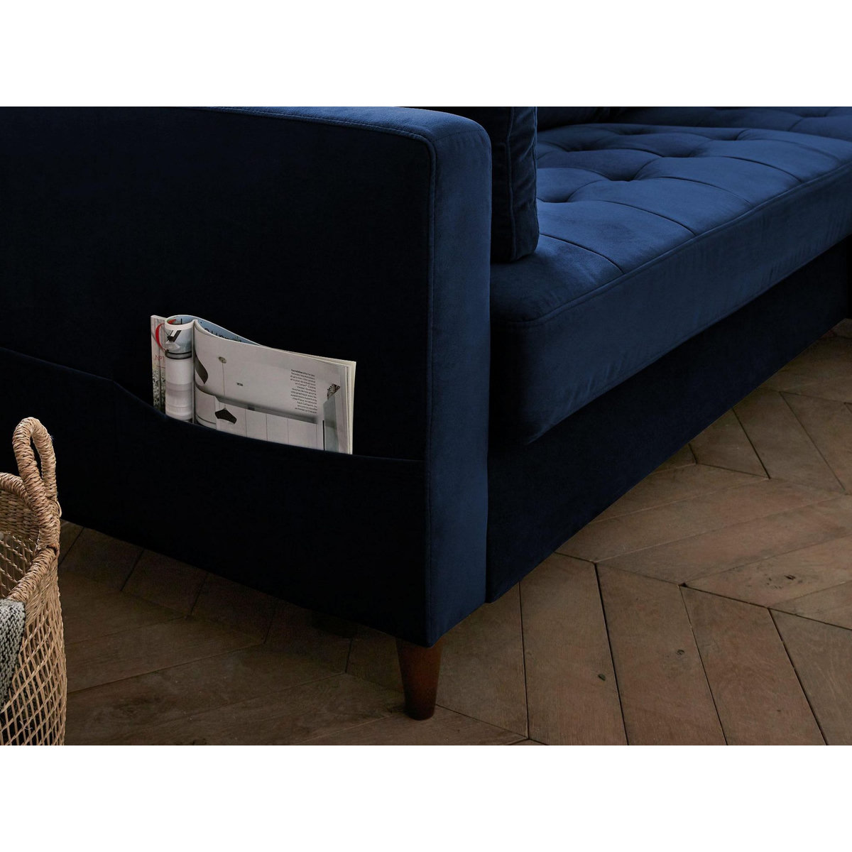 LISA DESIGN Anna - canapé d'angle droit - 4 places - convertible avec coffre - en velours