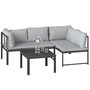 Voir la diapositive 5 : OUTSUNNY Salon de jardin d'angle design 3 places 3 pièces avec coussins gris