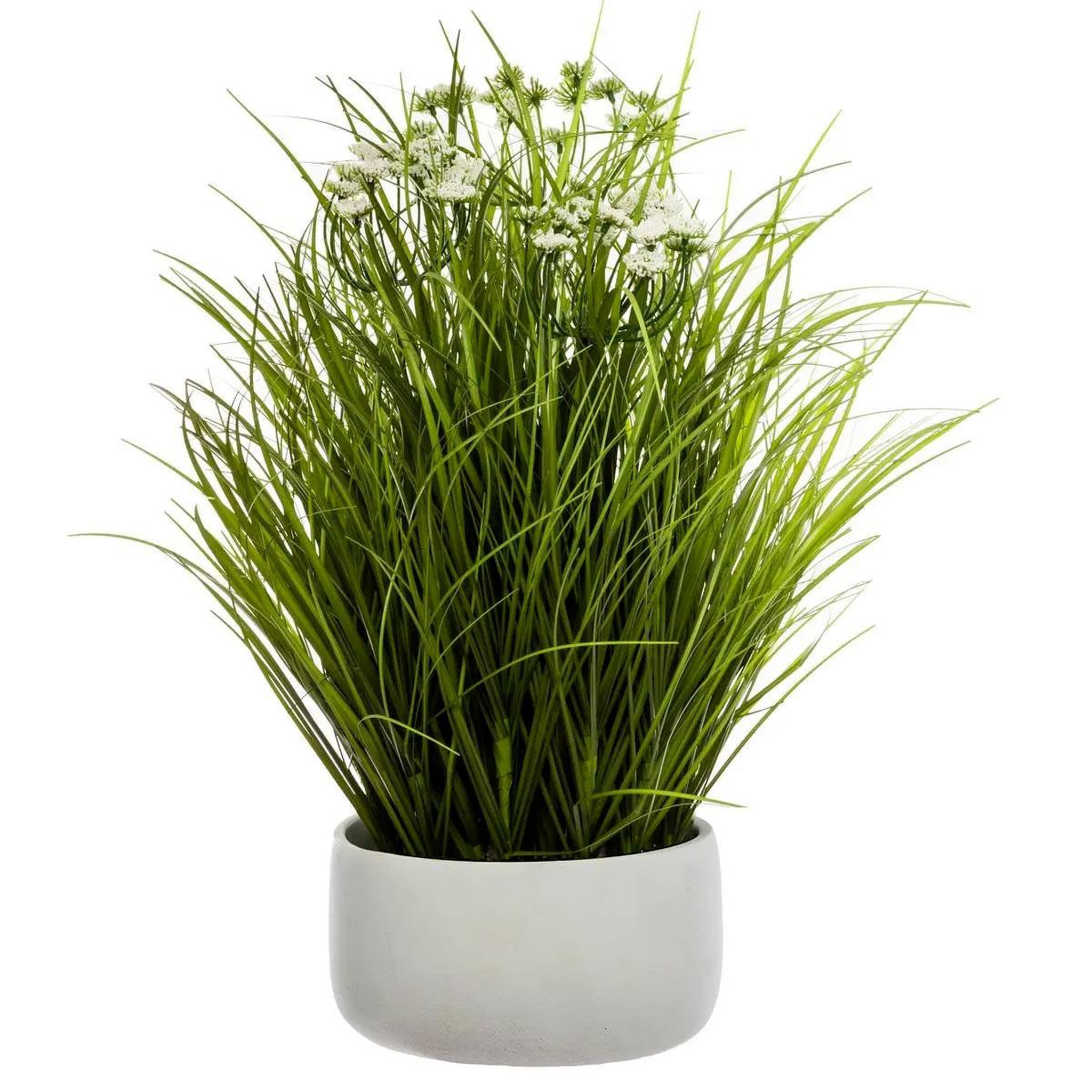 ATMOSPHERA Plante artificielle en pot  herbes folles  40cm blanc