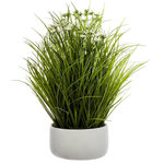 ATMOSPHERA Plante Artificielle en Pot  Herbes Folles  40cm Blanc
