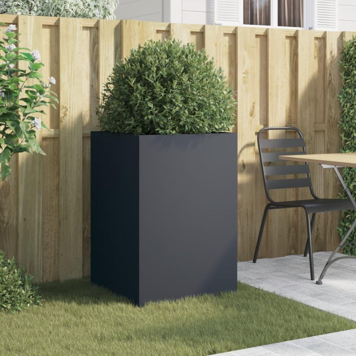 VIDAXL Jardiniere anthracite 52x48x75 cm acier
