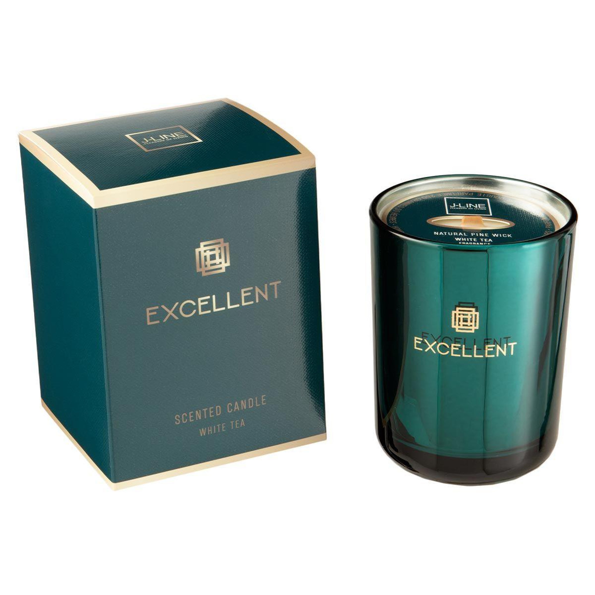 Voir la diapositive 1 : J-LINE Bougie parfumée  excellent  12cm white tea pétrole