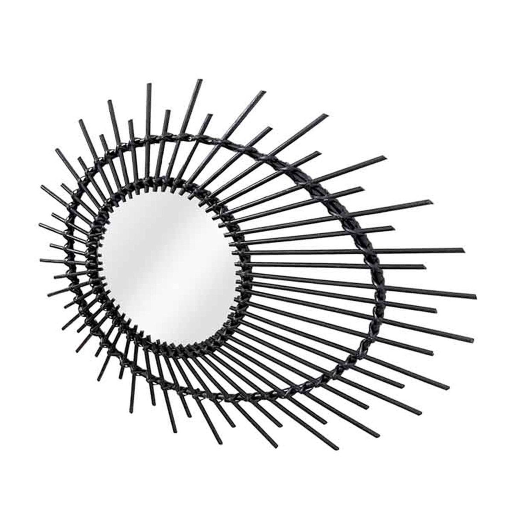 Voir la diapositive 3 : Paris Prix Miroir Mural Design en Rotin  Aina  58cm Noir