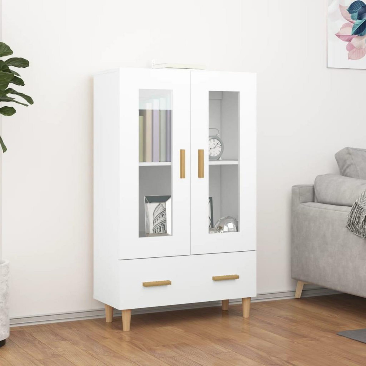 VIDAXL Buffet haut Blanc 70x31x115 cm Bois d'ingenierie