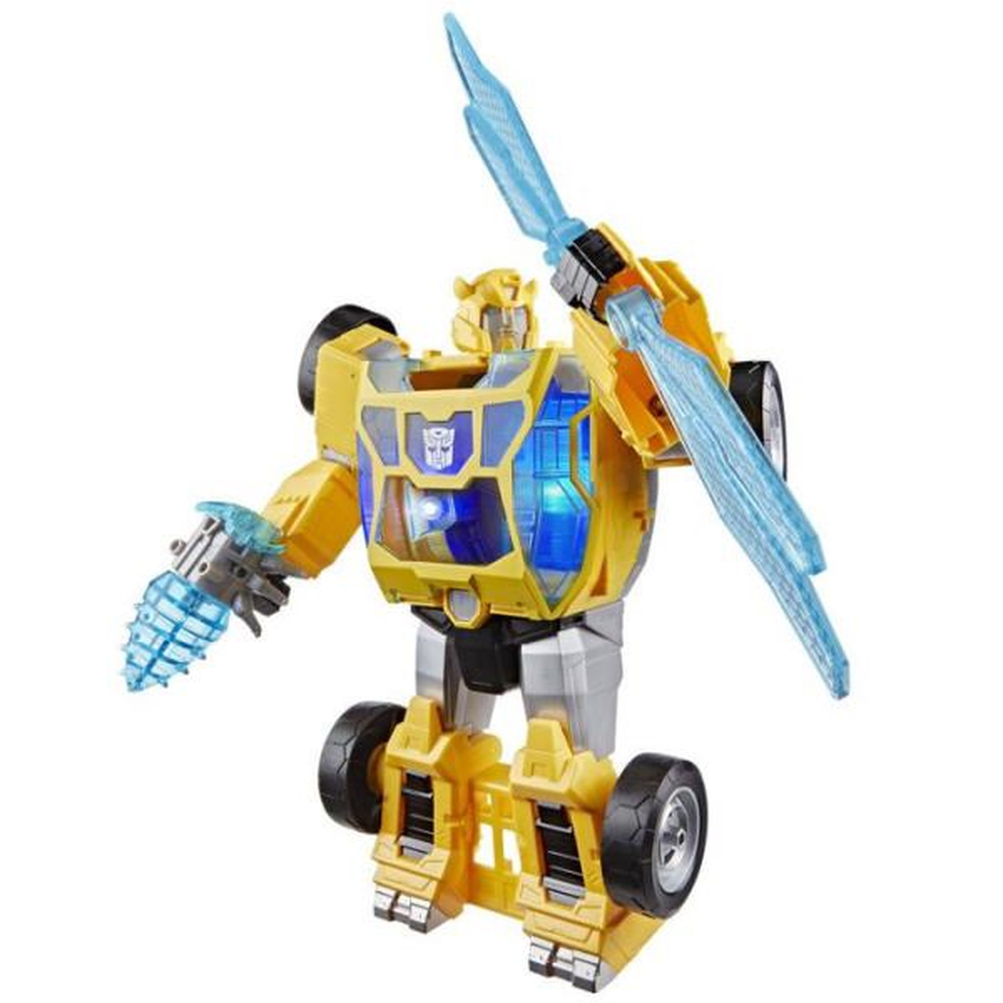 HASBRO Figurine Bumblebee L'étincelle de puissance de 28 cm avec sons et lumieres, conversion rapide, Transformers CYBERWORLD, des 6