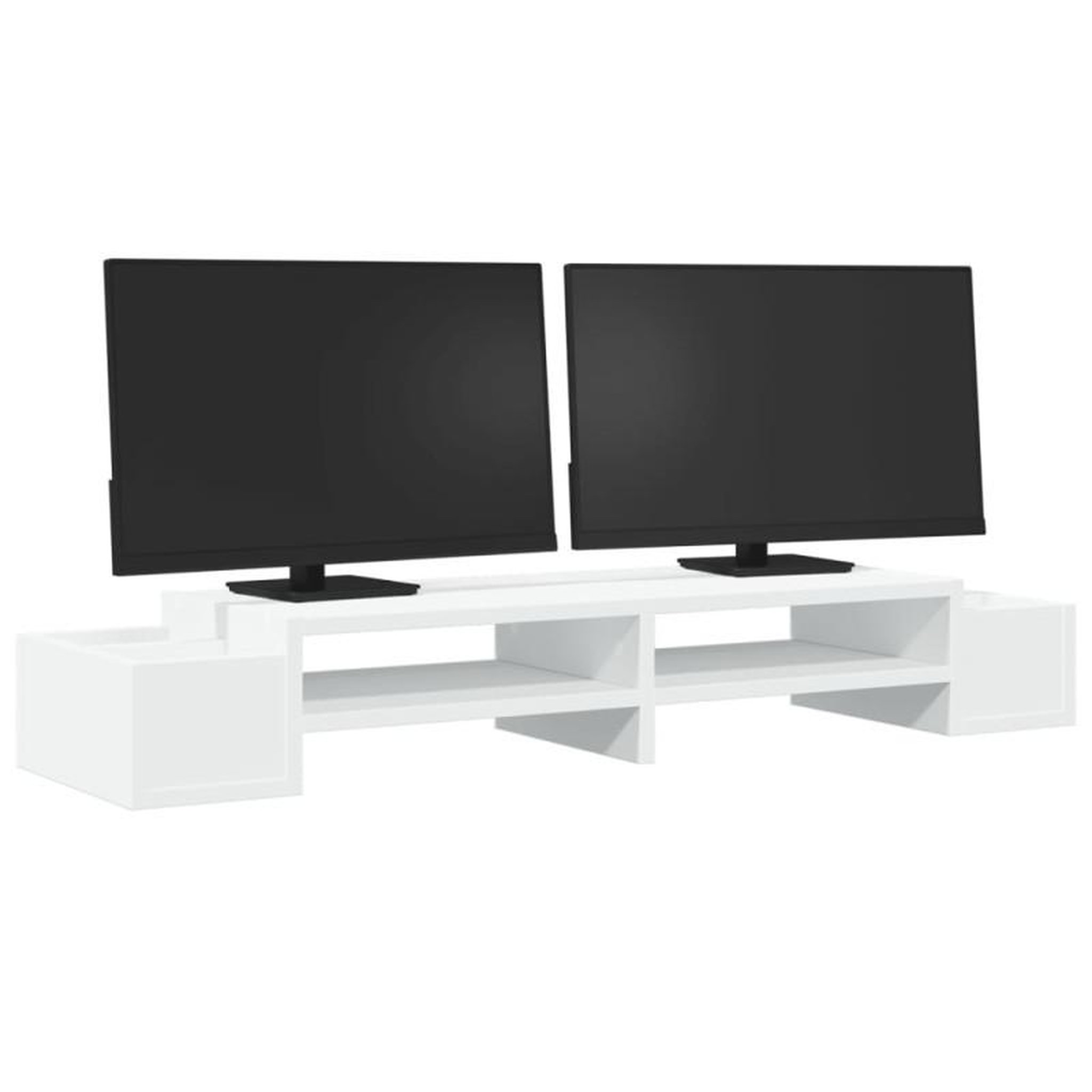 Voir la diapositive 3 : VIDAXL Support de moniteur avec rangement blanc bois d ingénierie
