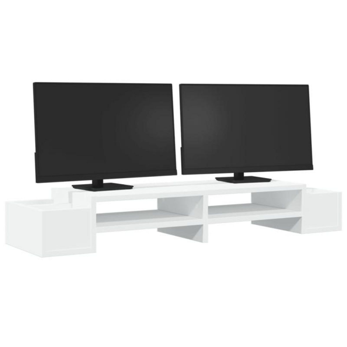 VIDAXL Support de moniteur avec rangement blanc bois d ingénierie
