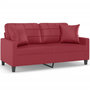 Voir la diapositive 2 : VIDAXL Canape 2 places avec oreillers bordeaux 140 cm similicuir