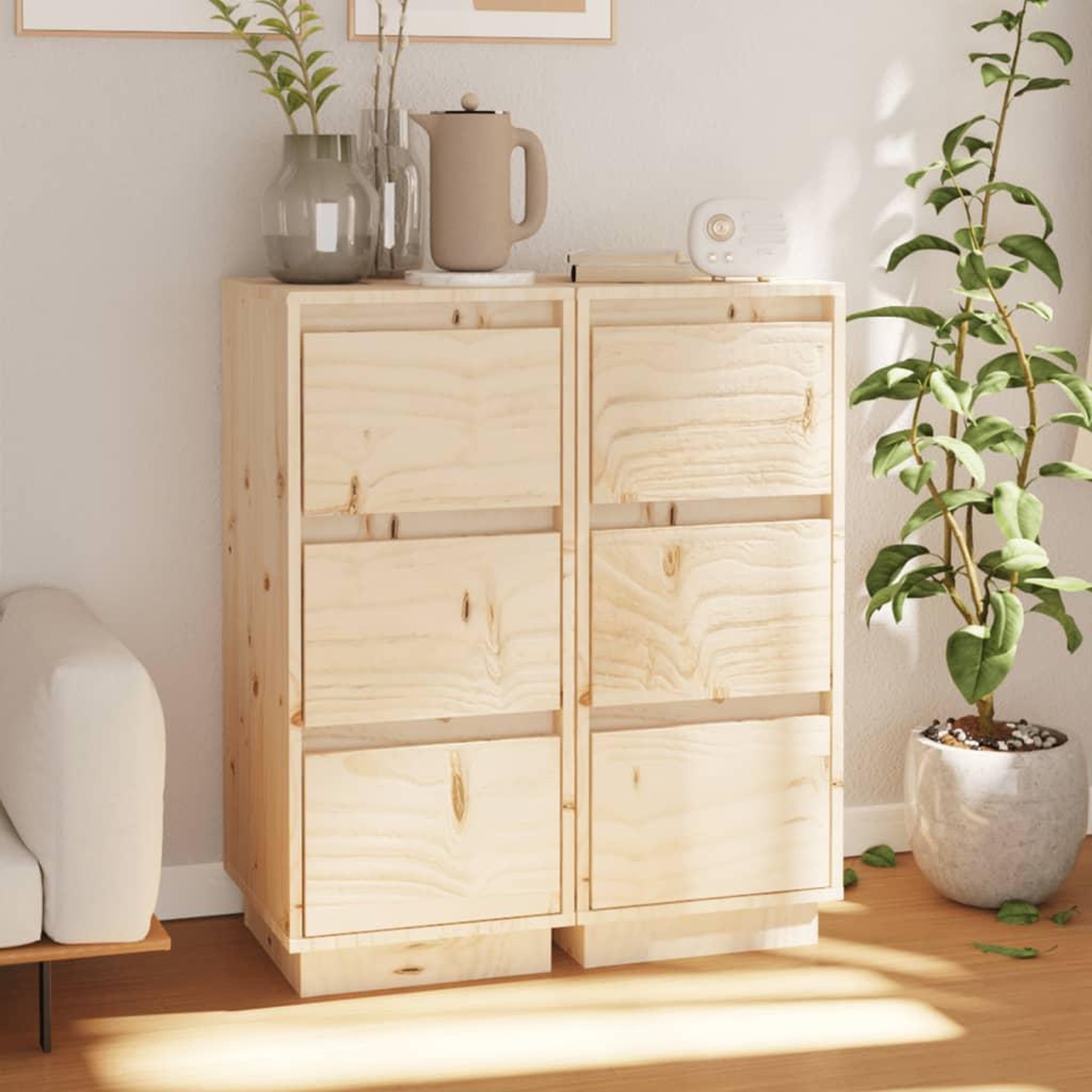 Voir la diapositive 1 : VIDAXL Buffets 2 pcs 32x34x75 cm Bois massif de pin