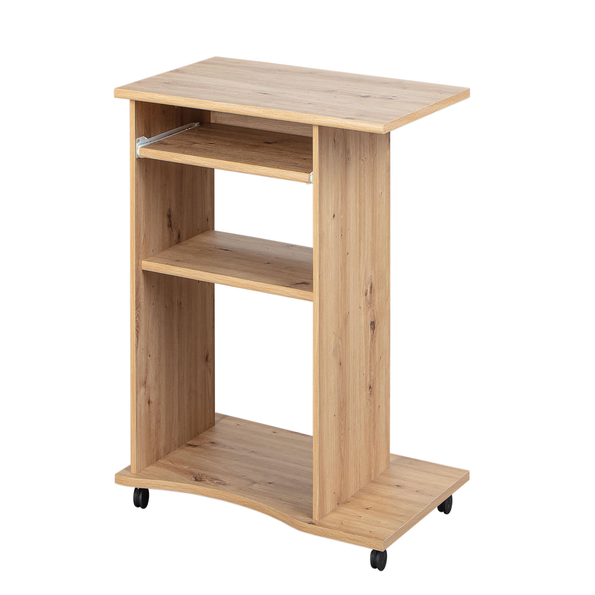 Voir la diapositive 3 : Bureau droit informatique avec tablette coulissante et roulettes L80cm  ADRIEN