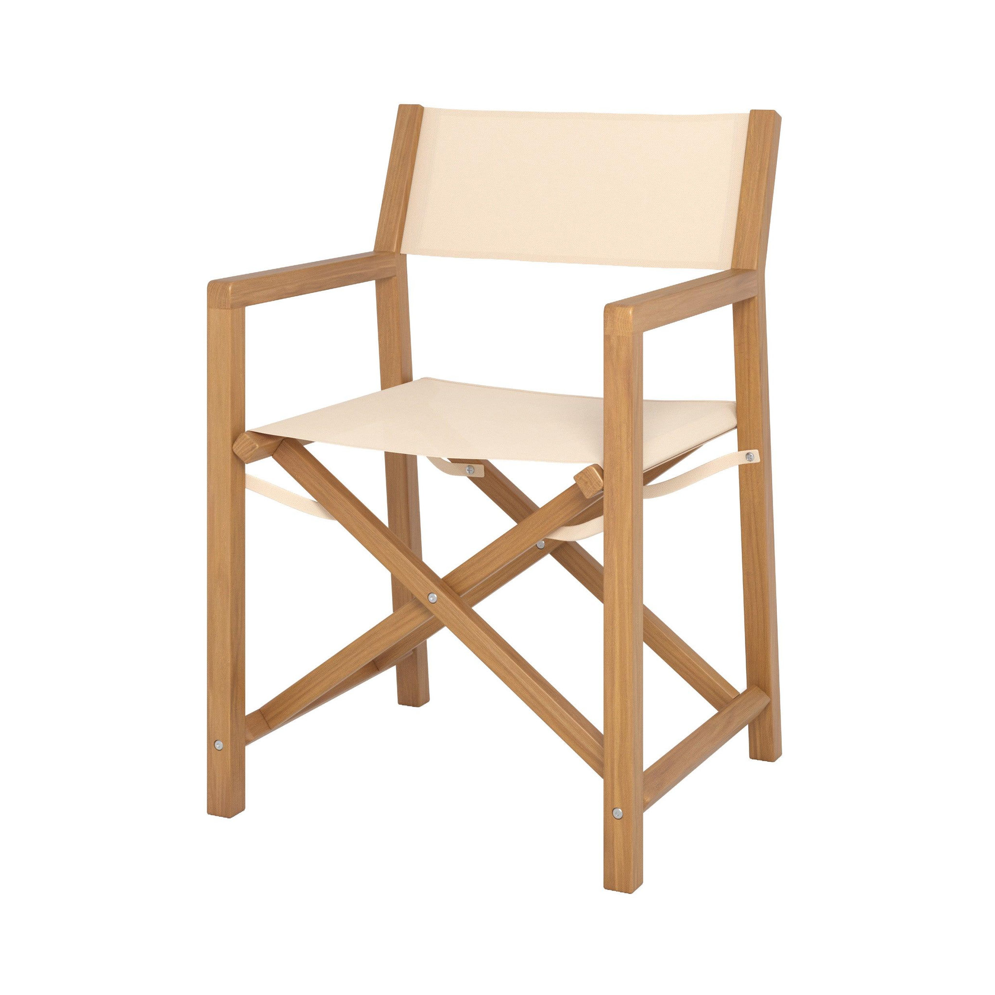 Voir la diapositive 1 : MAISON PAVANE Chaise de jardin pliante en tissu beige clair et bois d'acacia-tubod