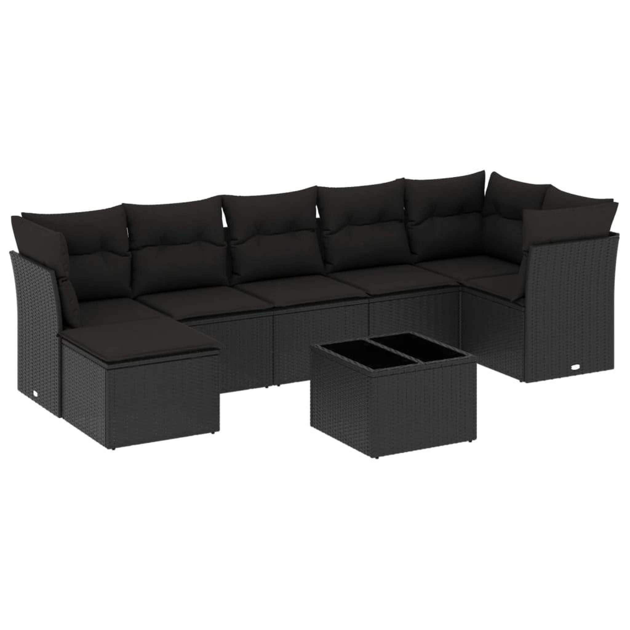 Voir la diapositive 2 : VIDAXL Salon de jardin 8 pcs avec coussins noir resine tressee