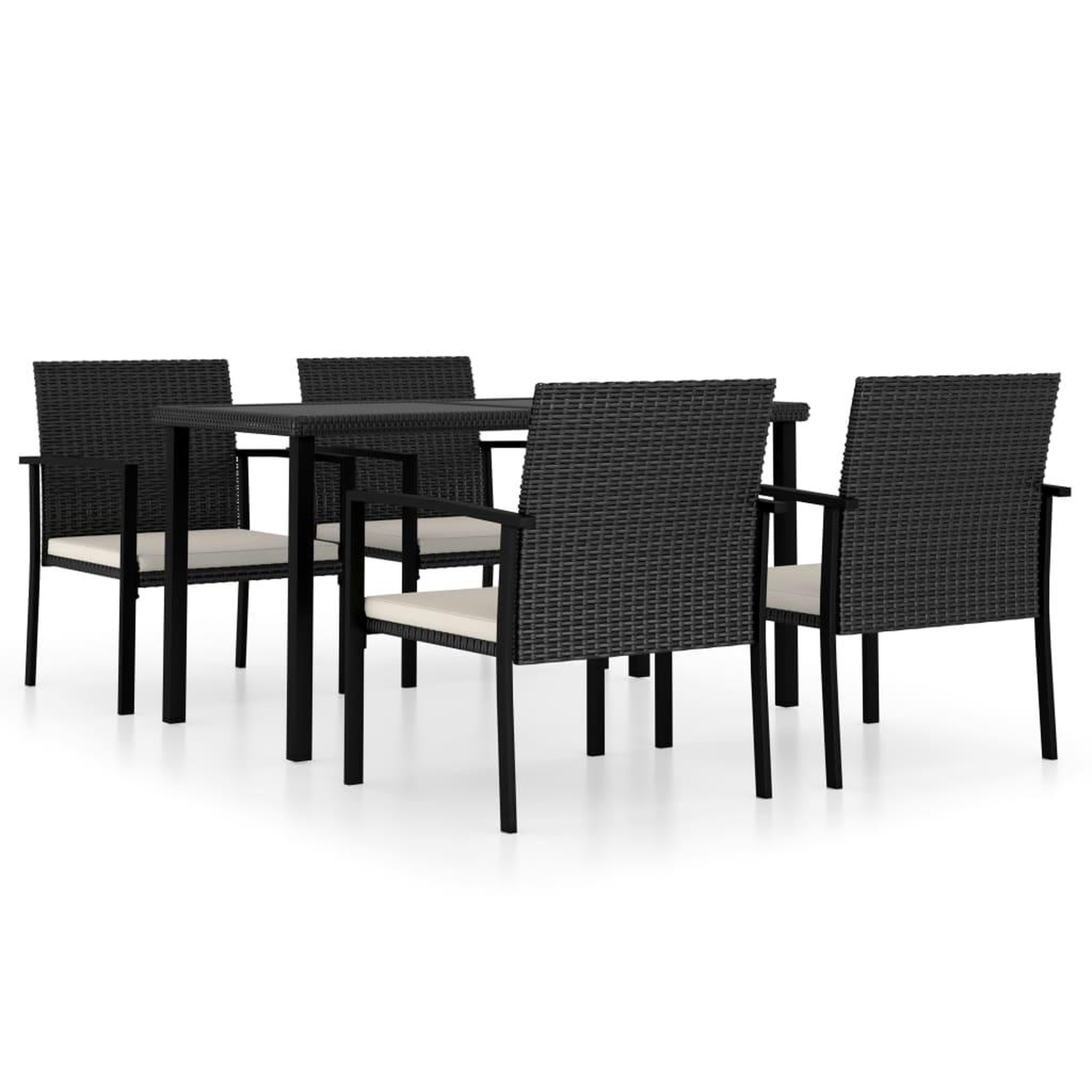 Voir la diapositive 2 : VIDAXL Ensemble a manger de jardin 5 pcs Resine tressee Noir