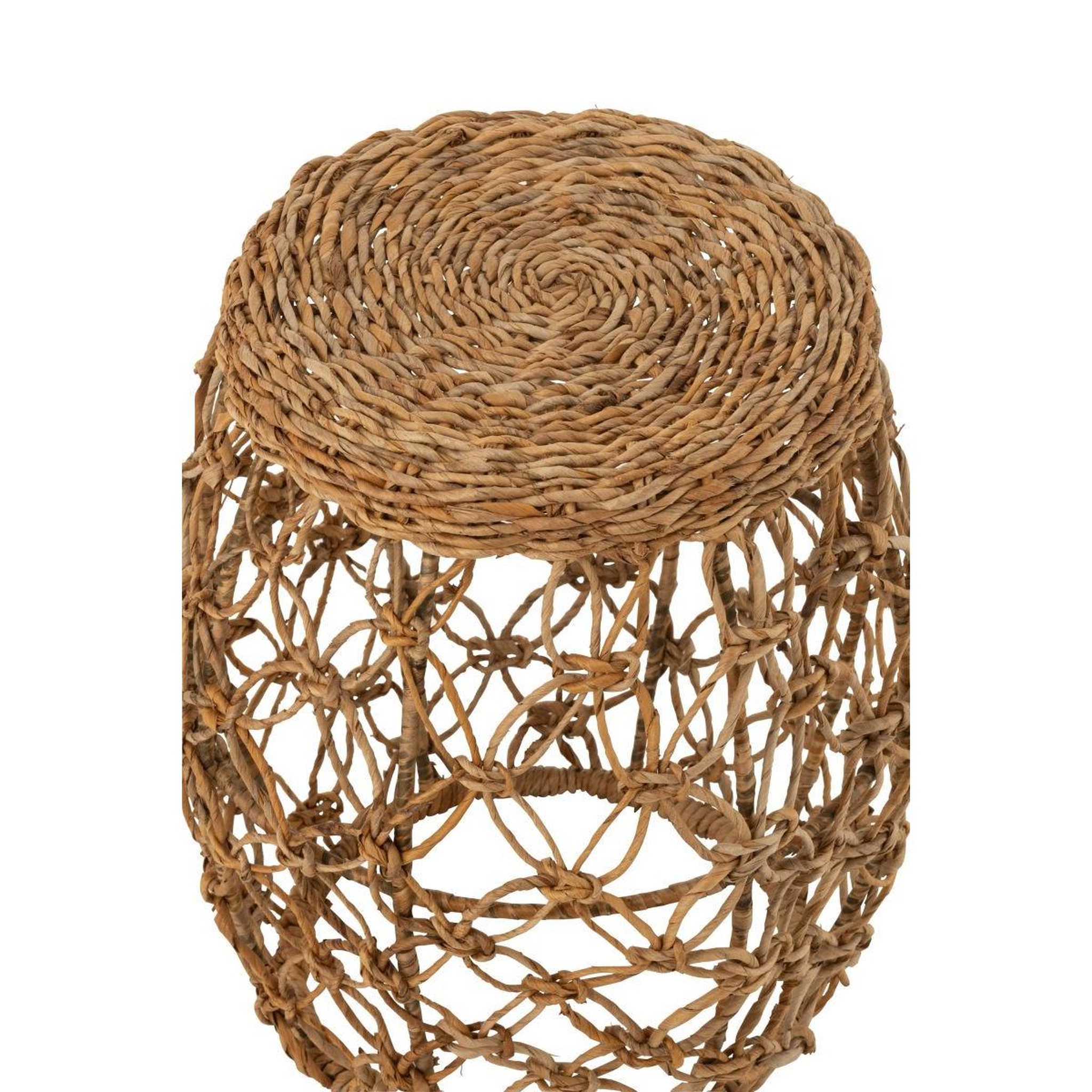 Voir la diapositive 2 : J-LINE Table d'appoint en feuille de bananier  baril  55cm naturel