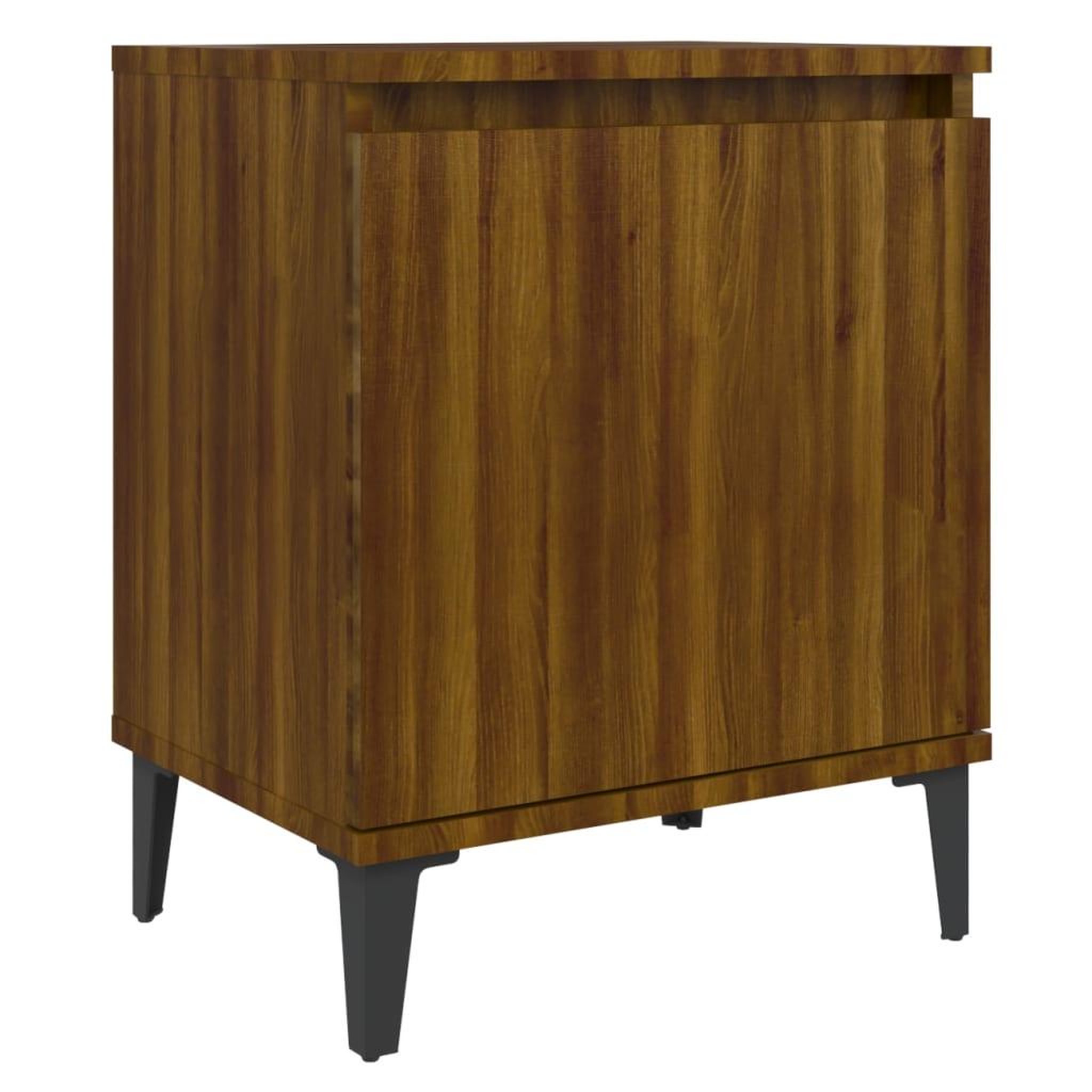 Voir la diapositive 5 : VIDAXL Tables de chevet avec pieds en metal chene marron 40x30x50 cm