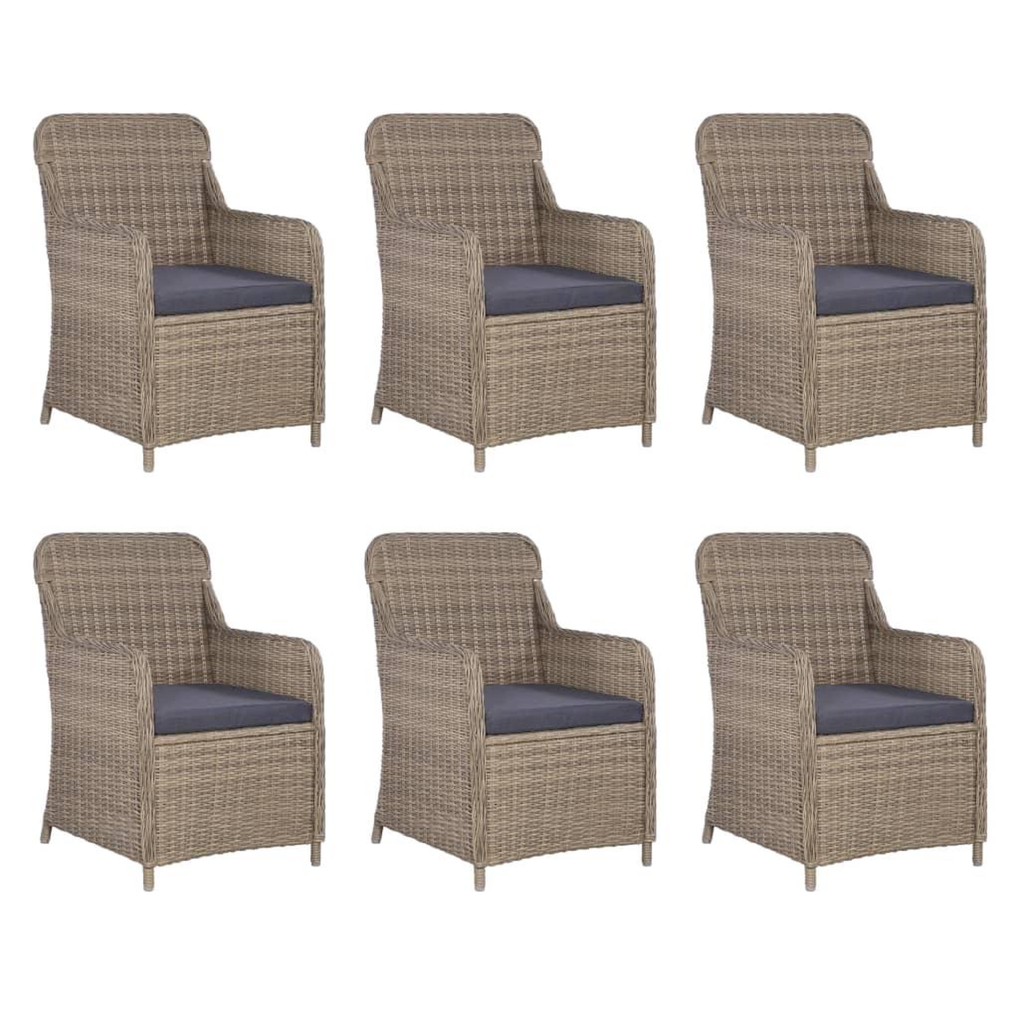 Voir la diapositive 2 : VIDAXL Ensemble a manger d'exterieur 7pcs avec coussins Resine tressee