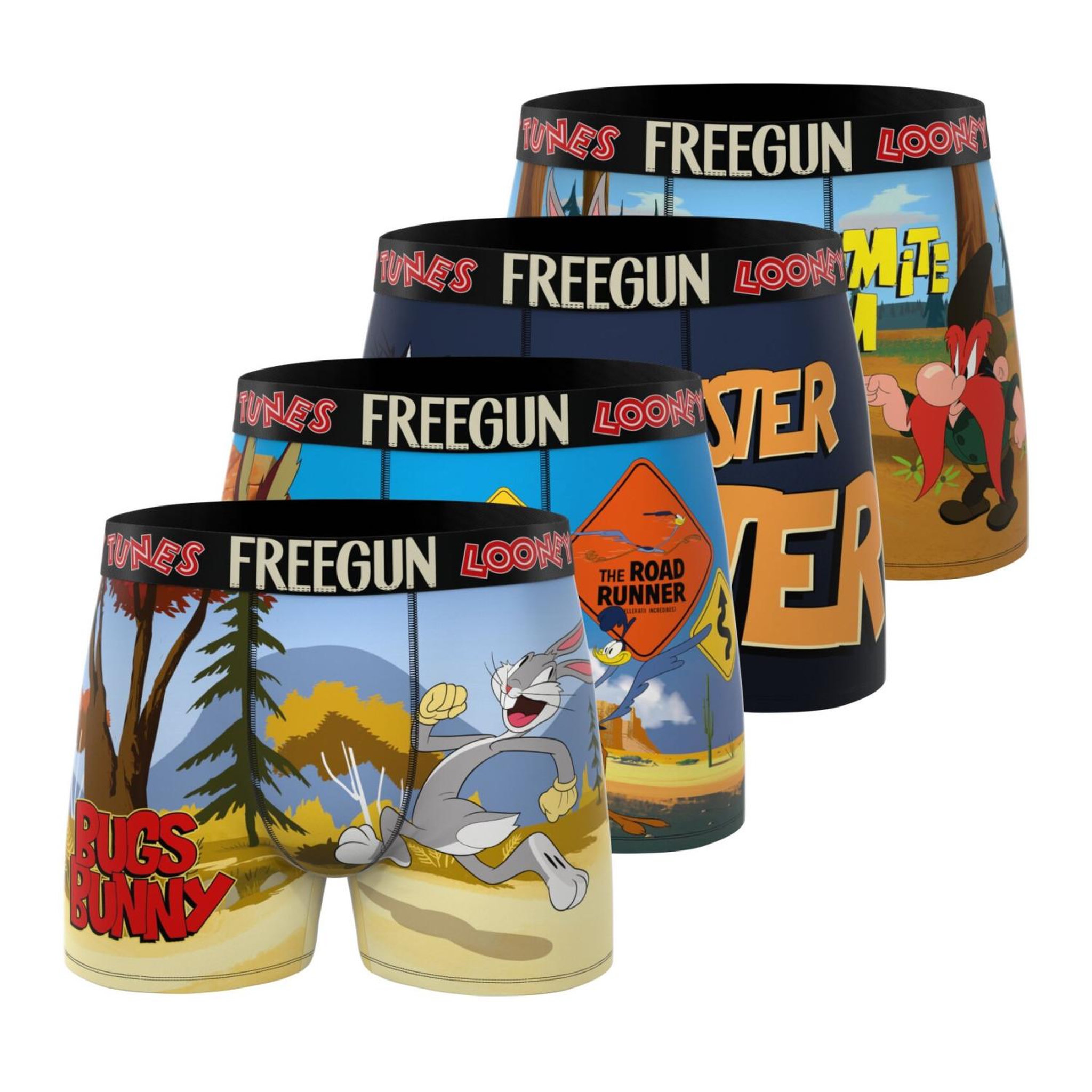 FREEGUN Lot de 4 boxers homme looney tunes. Coloris disponibles : Orange