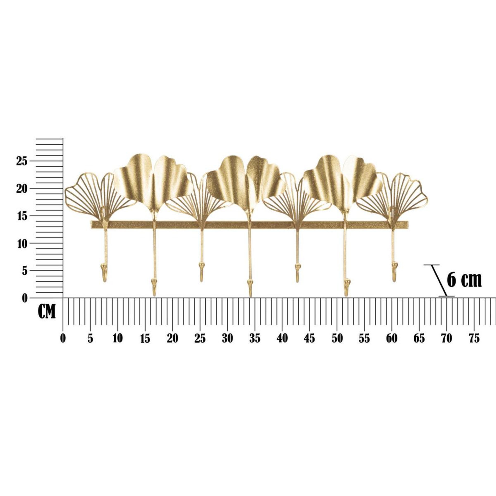 Voir la diapositive 5 : Paris Prix Patère murale design 7 crochets  leaves  66cm or