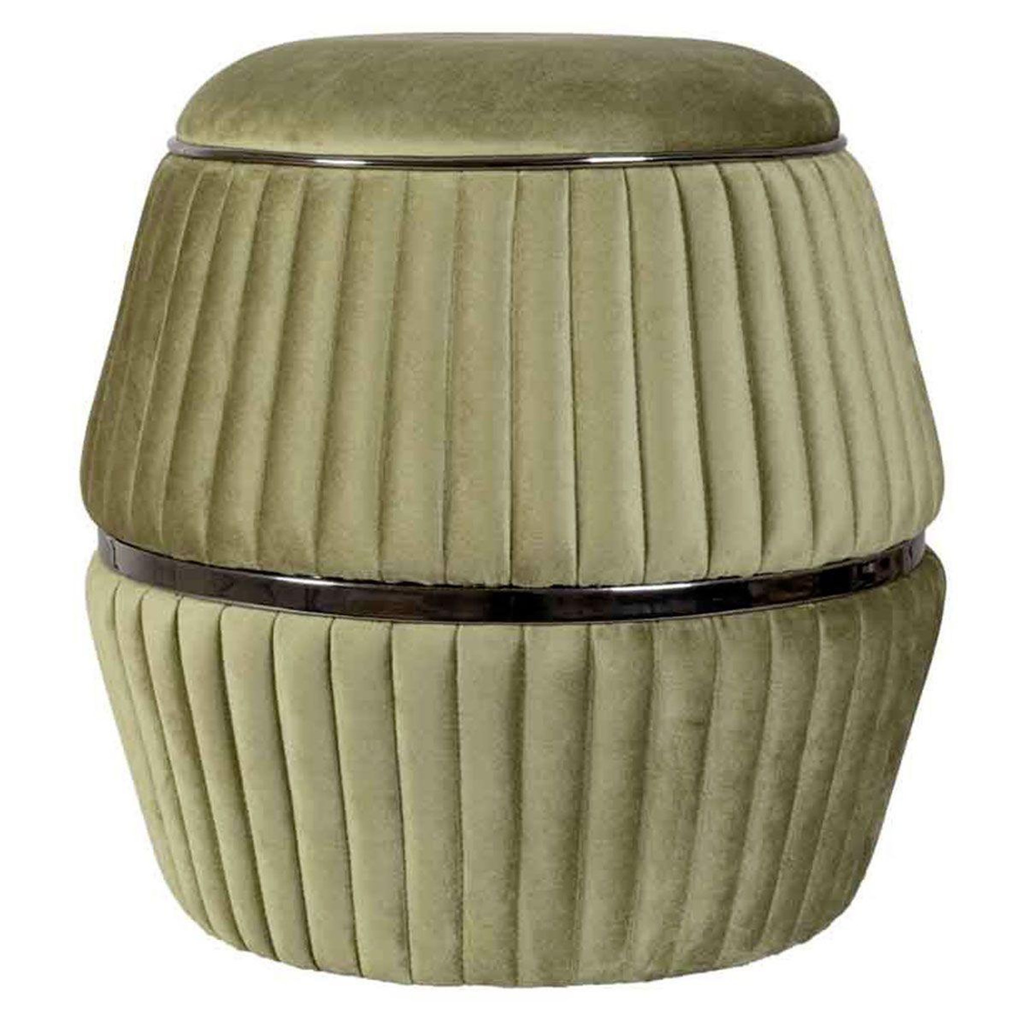 Paris Prix Pouf rond design  doric  53cm vert & gris