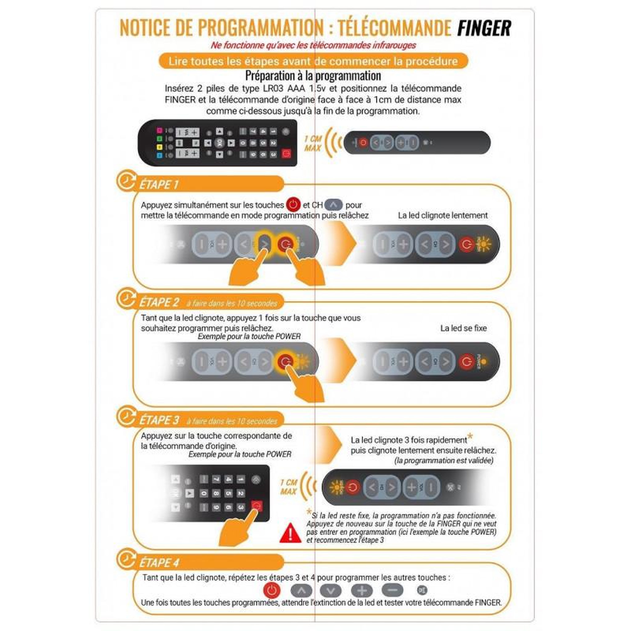 Voir la diapositive 2 : Télécommande universelle copieuse MBG FINGER