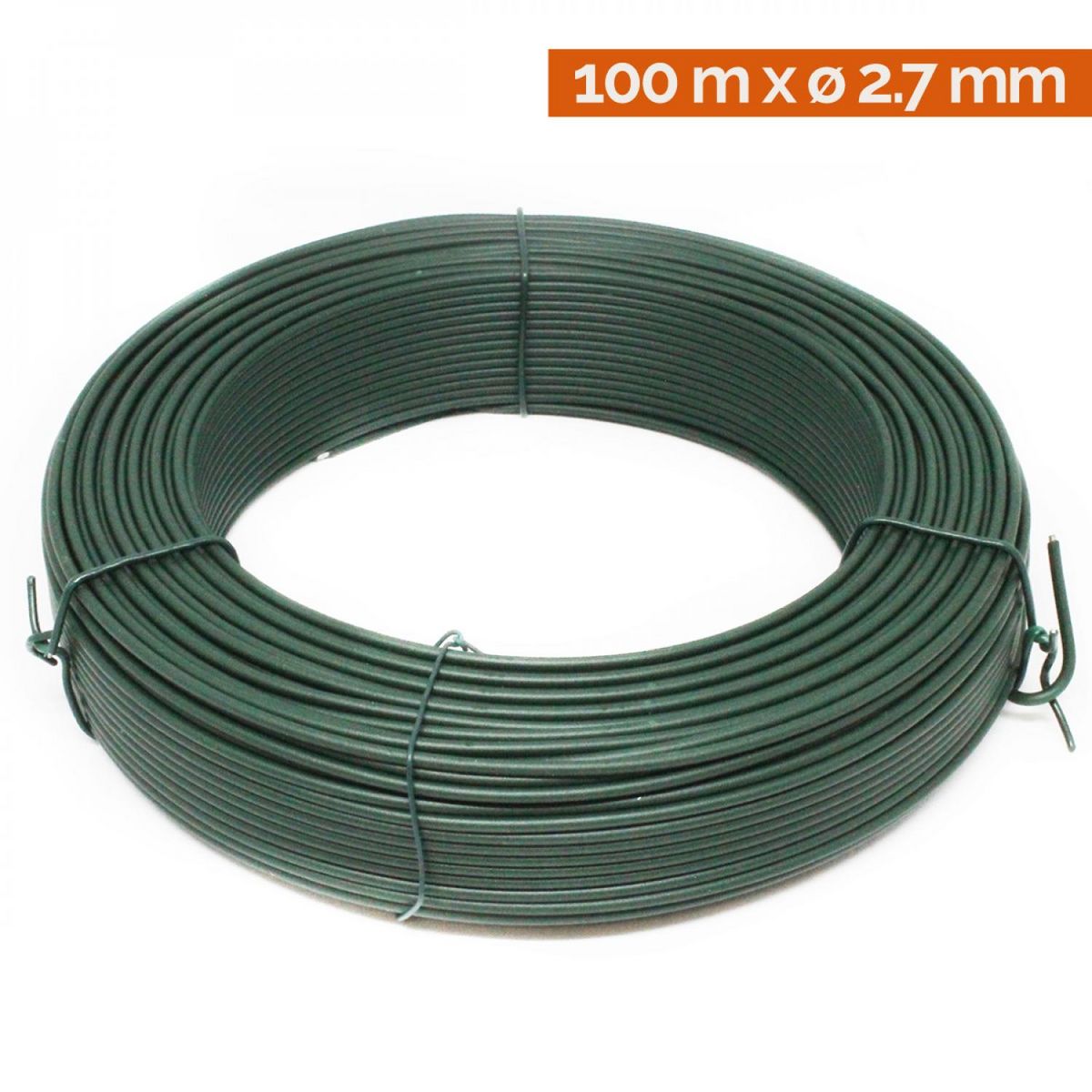 LINXOR Fil de tension en acier galvanisé plastifié pour grillage ou autre - 100 m x 2.7mm Ø - Vert