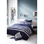 Voir la diapositive 1 : Parure housse de couette coton 57 fils rayures thème marin 