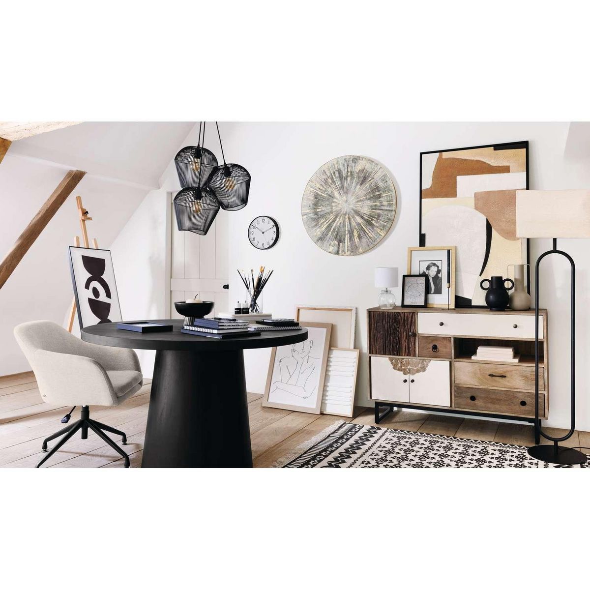 ATMOSPHERA Déco murale IZZI - Diam 80 cm - Gris