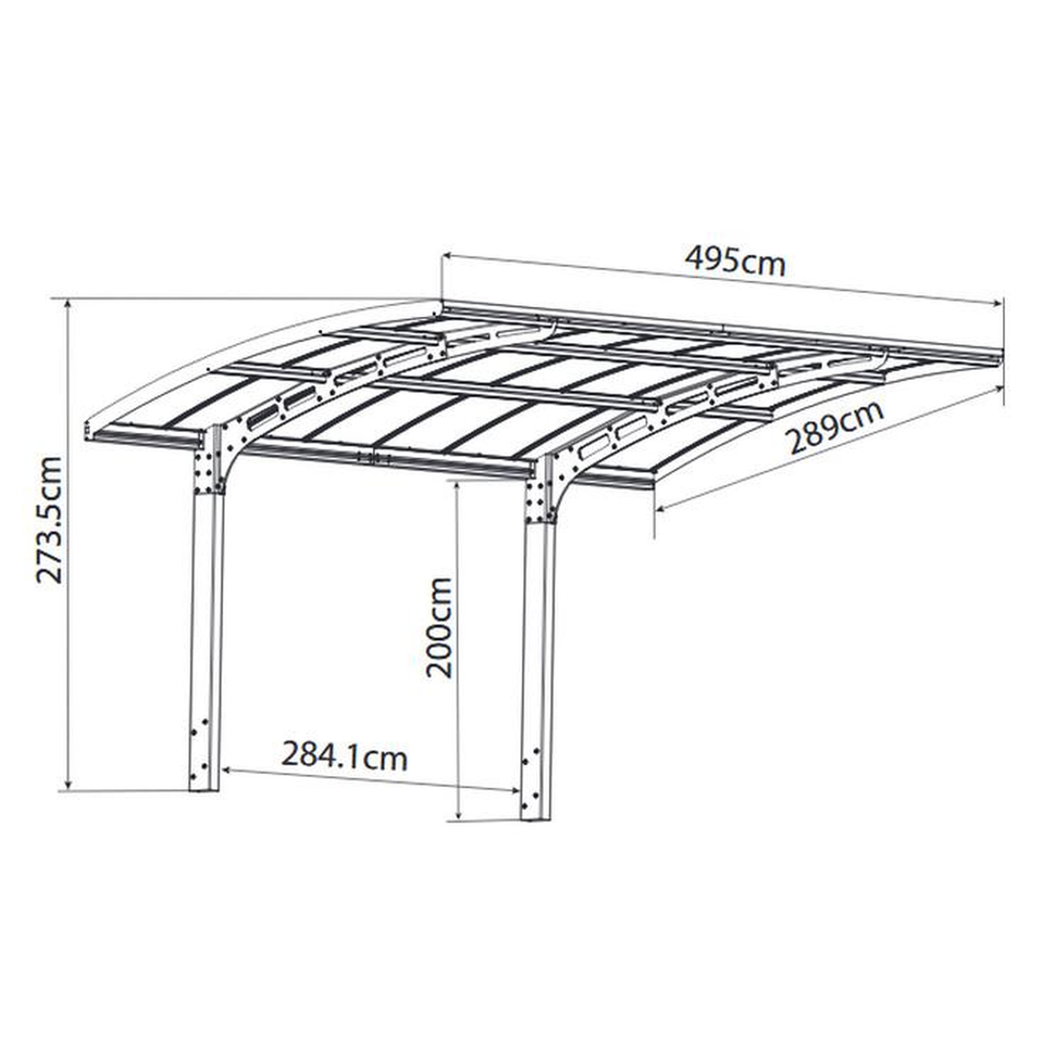 Voir la diapositive 2 : Palram Carport simple 14.3m² gris anthracite - 704229