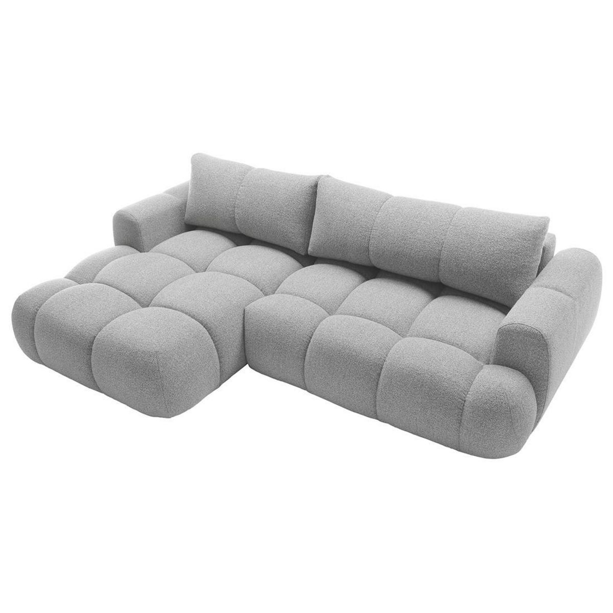 BEST MOBILIER Yulin - canapé d'angle gauche 4 places convertible avec coffre en tissu bouclette