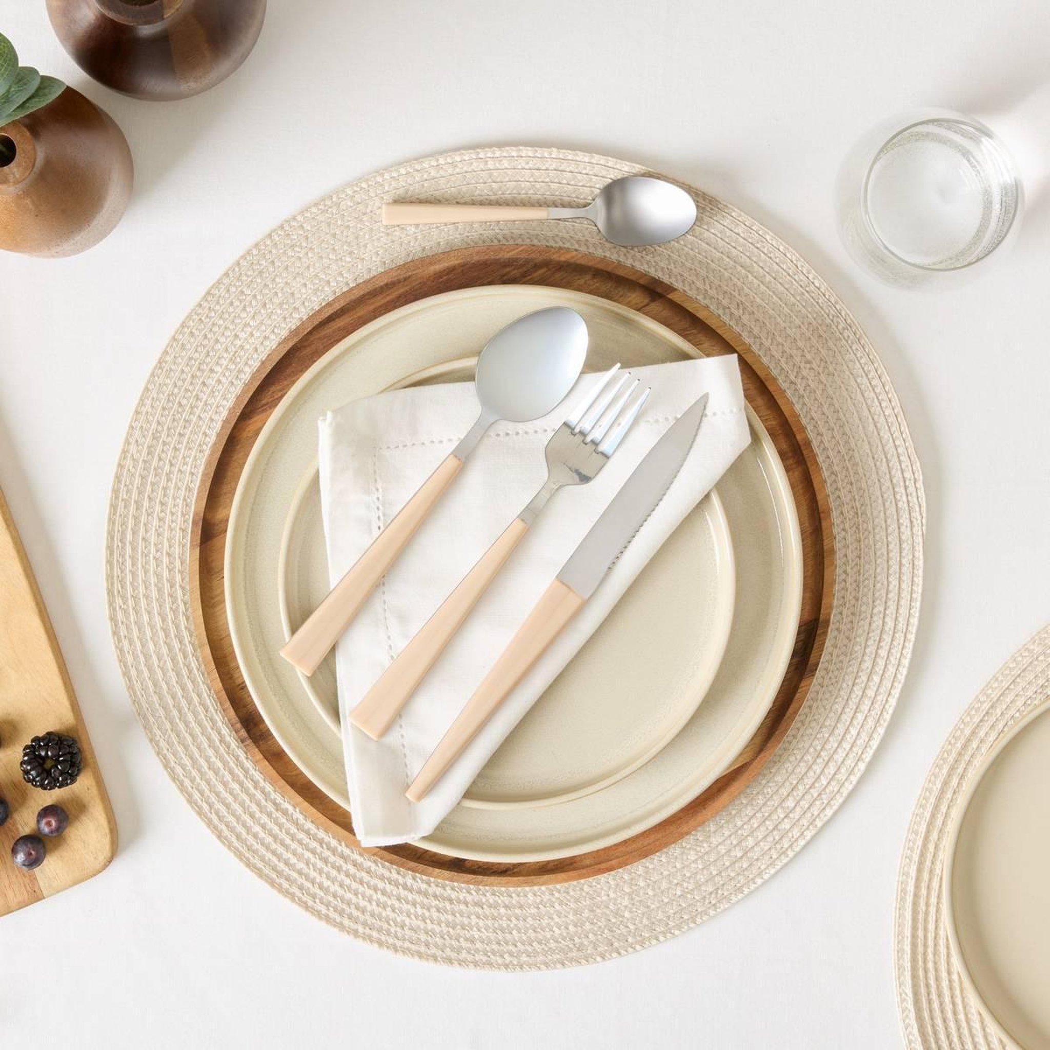 Voir la diapositive 6 : SECRET DE GOURMET Ménagère 16 Pièces en Inox  Susan  27cm Beige