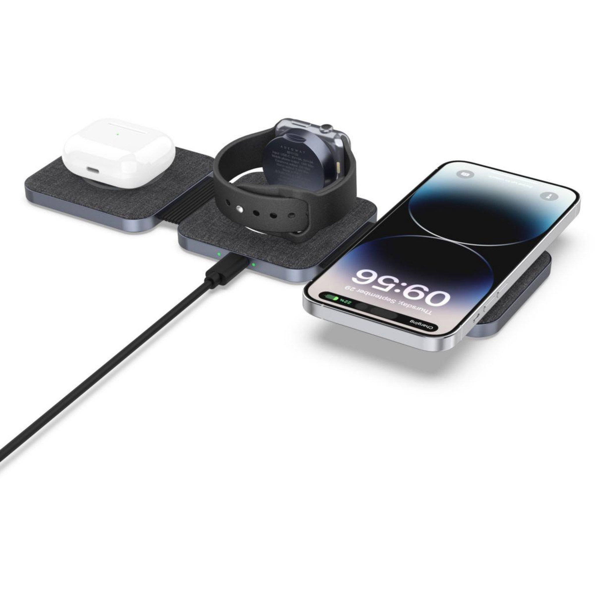 Voir la diapositive 4 : ADEQWAT Chargeur sans fil magsafe 3 en 1 plat pliable 15w