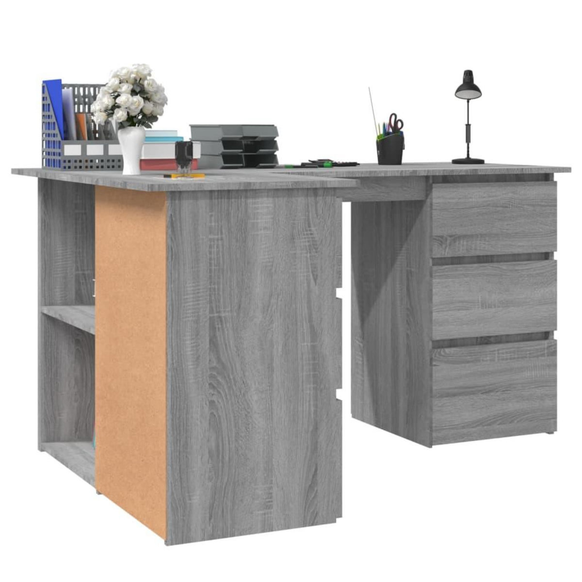 VIDAXL Bureau d'angle Sonoma gris 145x100x76 cm Bois d'ingenierie