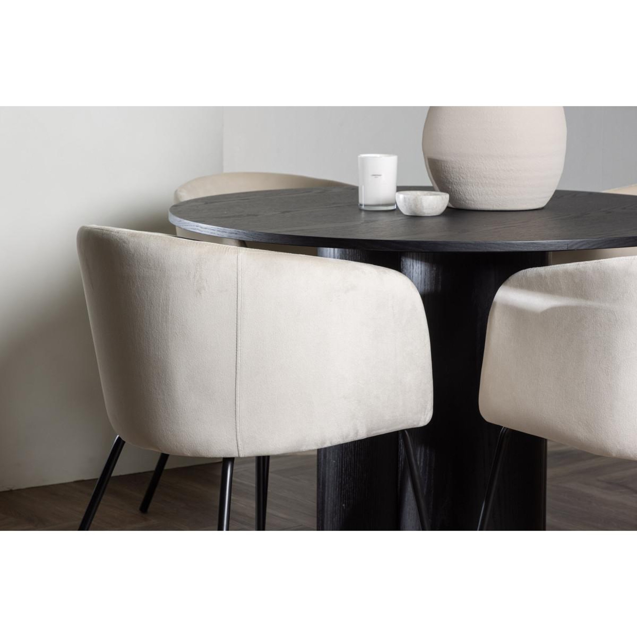 Voir la diapositive 4 : Paris Prix Ensemble table à manger & 4 chaises  olivia & berit  110cm noir & beige