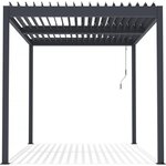 Habitat et Jardin Pergola bioclimatique avec led  Windsor premium  en aluminium 3 x 4 - Gris