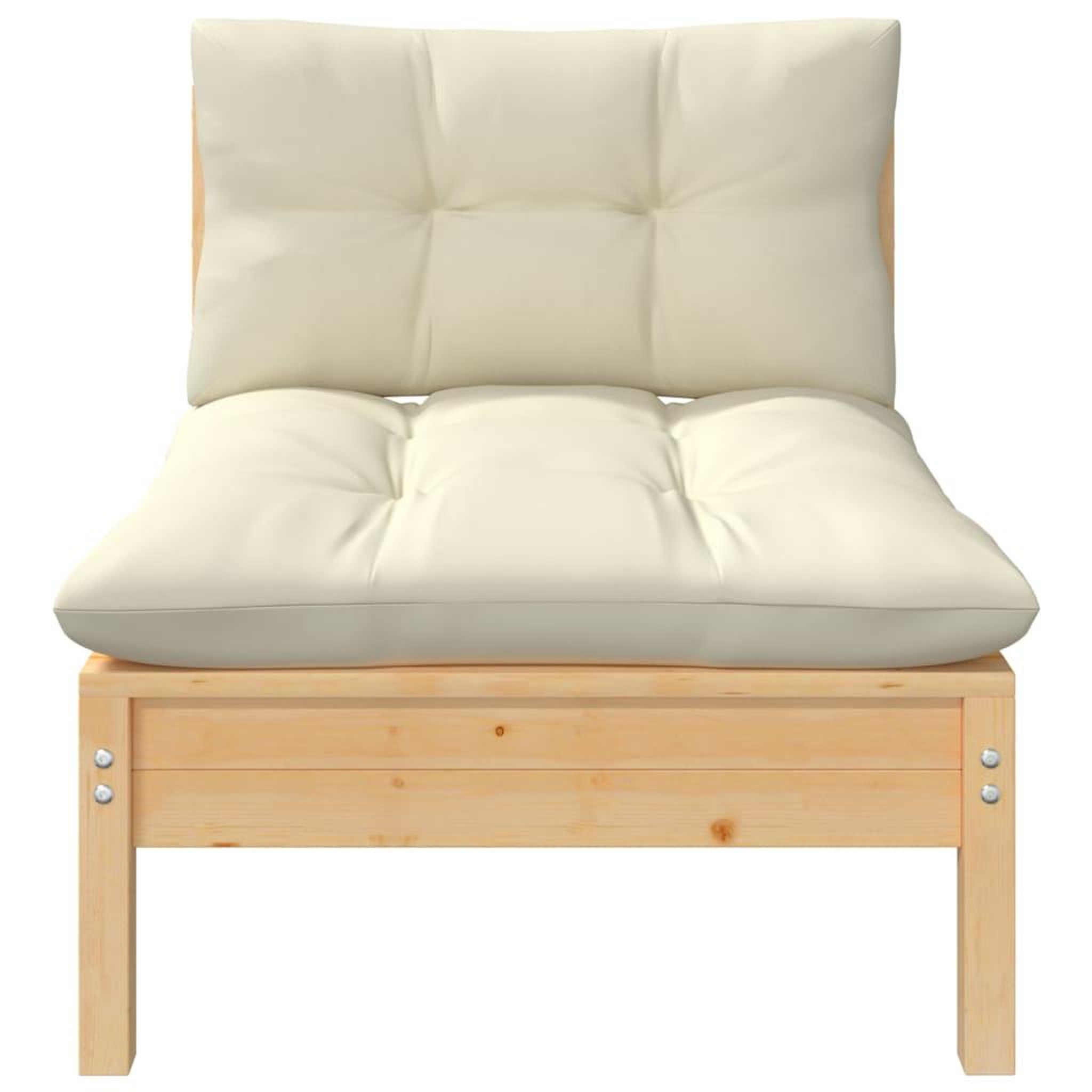 Voir la diapositive 3 : VIDAXL Canape 2 places de jardin et coussins creme Bois de pin solide