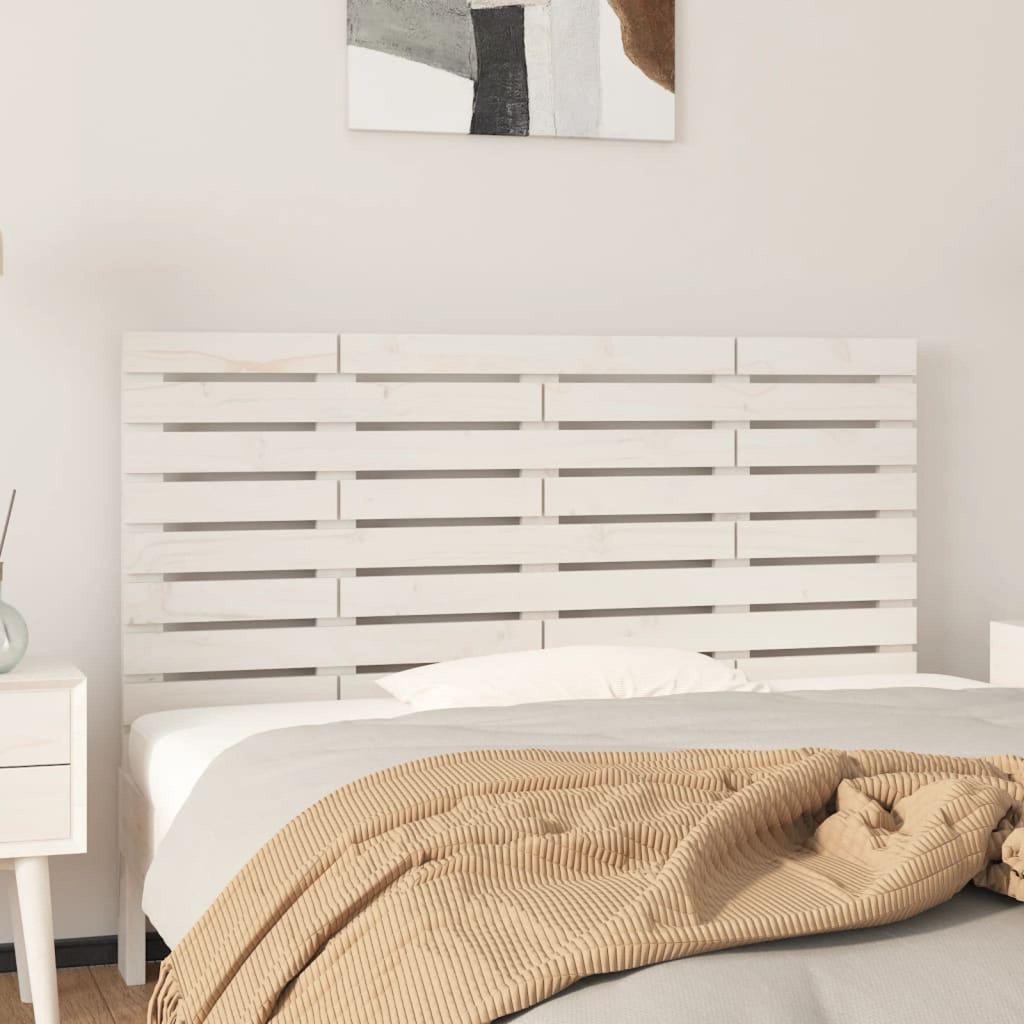 Voir la diapositive 1 : VIDAXL Tete de lit murale Blanc 146x3x63 cm Bois massif de pin