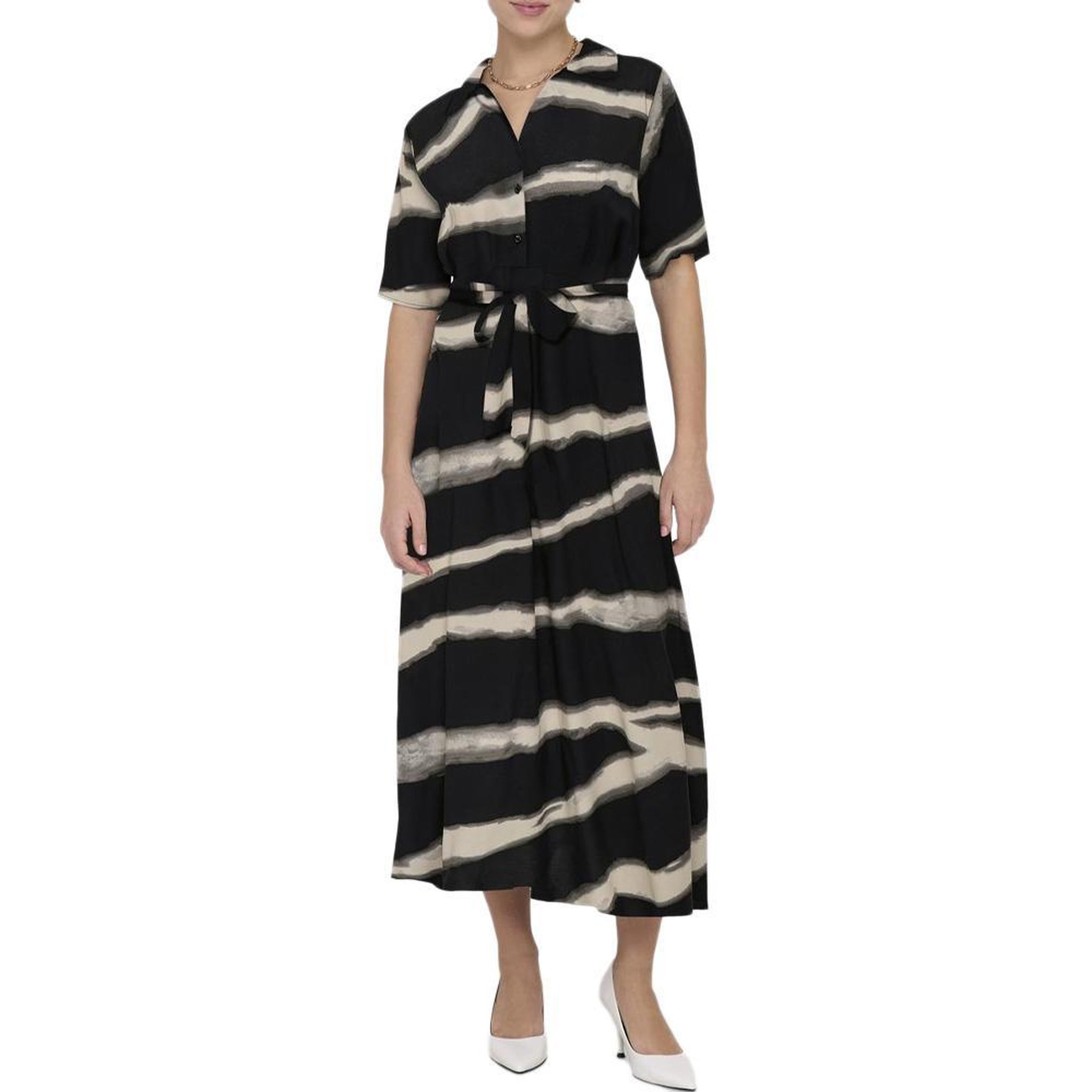 JACQUELINE DE YONG Robe Imprimé /Blanc Femme JDY Starsezen Life 2/4. Coloris disponibles : Noir