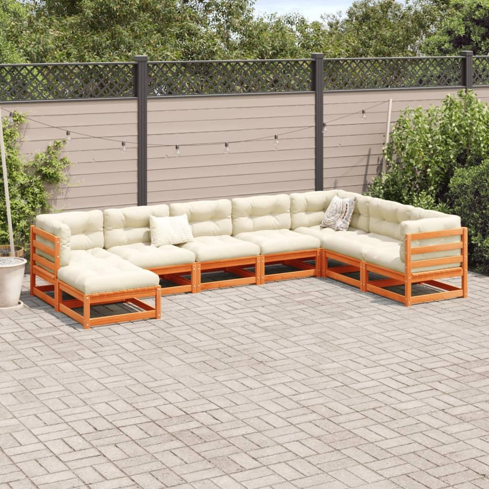 Voir la diapositive 3 : VIDAXL Salon de jardin 8 pcs marron cire bois de pin massif