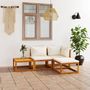 Voir la diapositive 1 : VIDAXL Salon de jardin 4 pcs avec coussin Creme Bois d'acacia solide