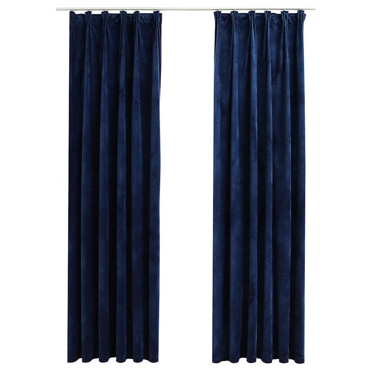 VIDAXL Rideaux occultants et crochet 2pcs Velours Bleu fonce 140x225cm