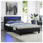 Voir la diapositive 2 : IDIMEX Lit LED simple MIIRANDO 120x190 cm, avec sommier, revêtement synthétique