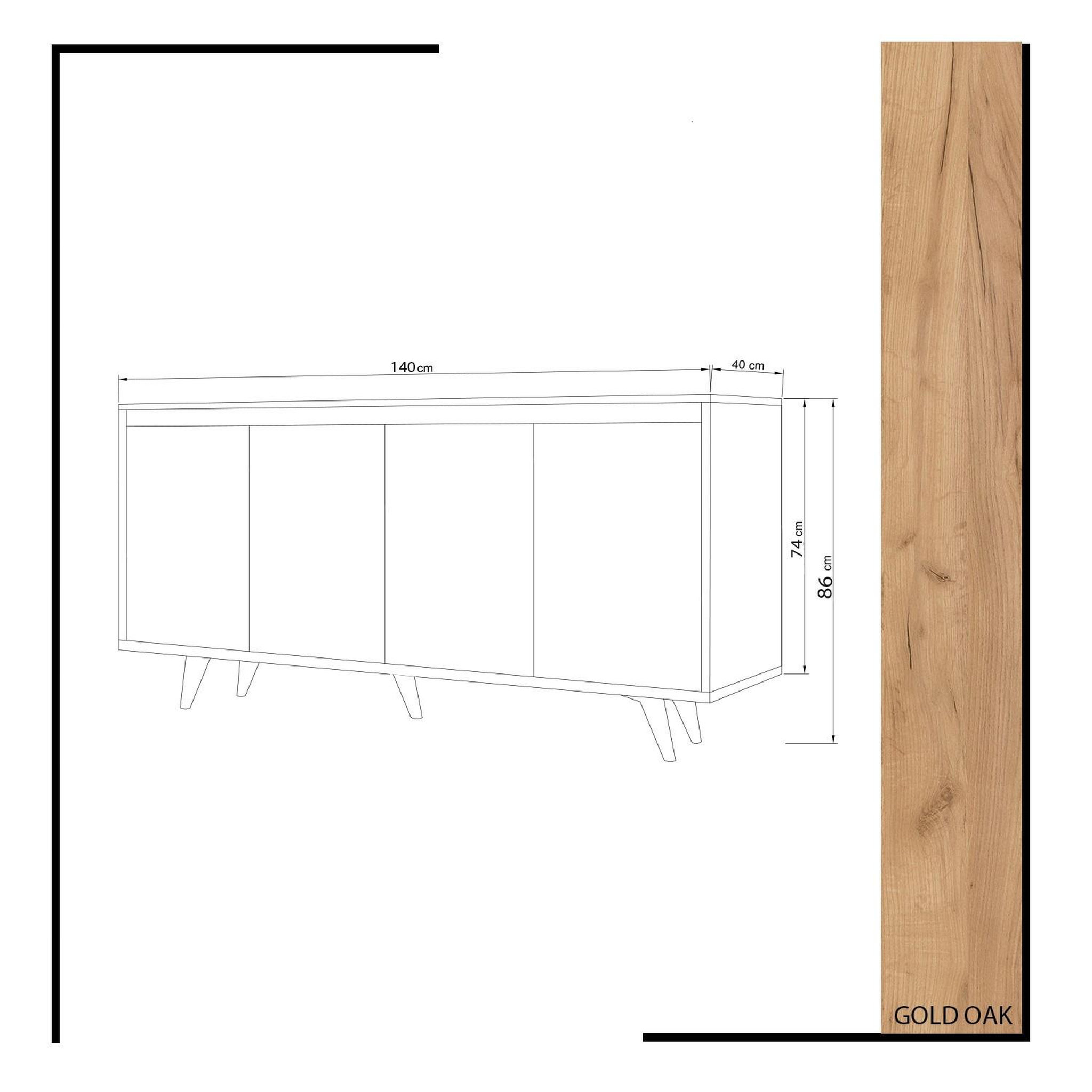 Voir la diapositive 4 : Habitat et Jardin Buffet en bois  shans  - 140 x 40 x 86 cm - blanc