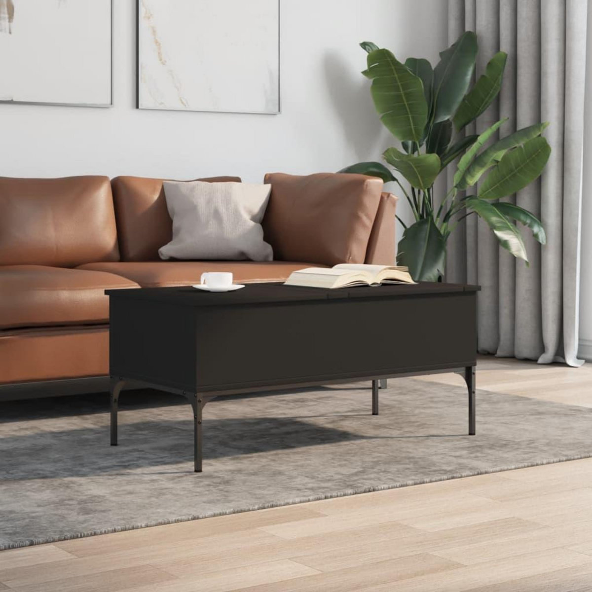 VIDAXL Table basse noir 100x50x45 cm bois d'ingenierie et metal