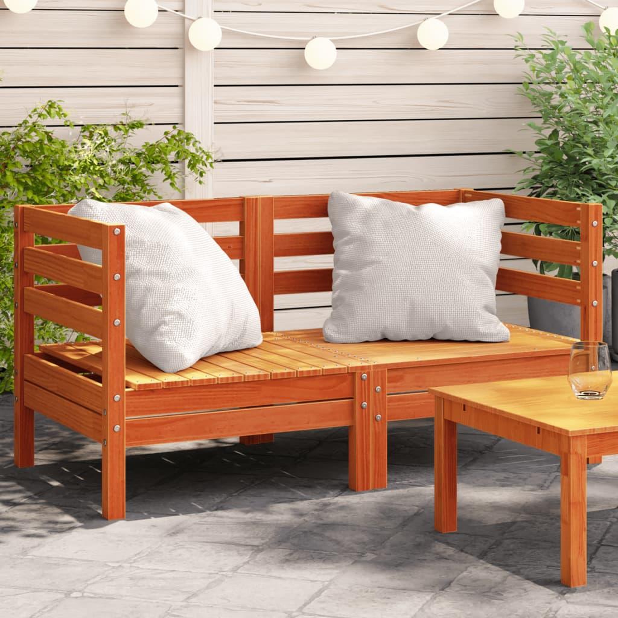 VIDAXL Canapes d'angle de jardin 2 pcs cire marron bois de pin massif