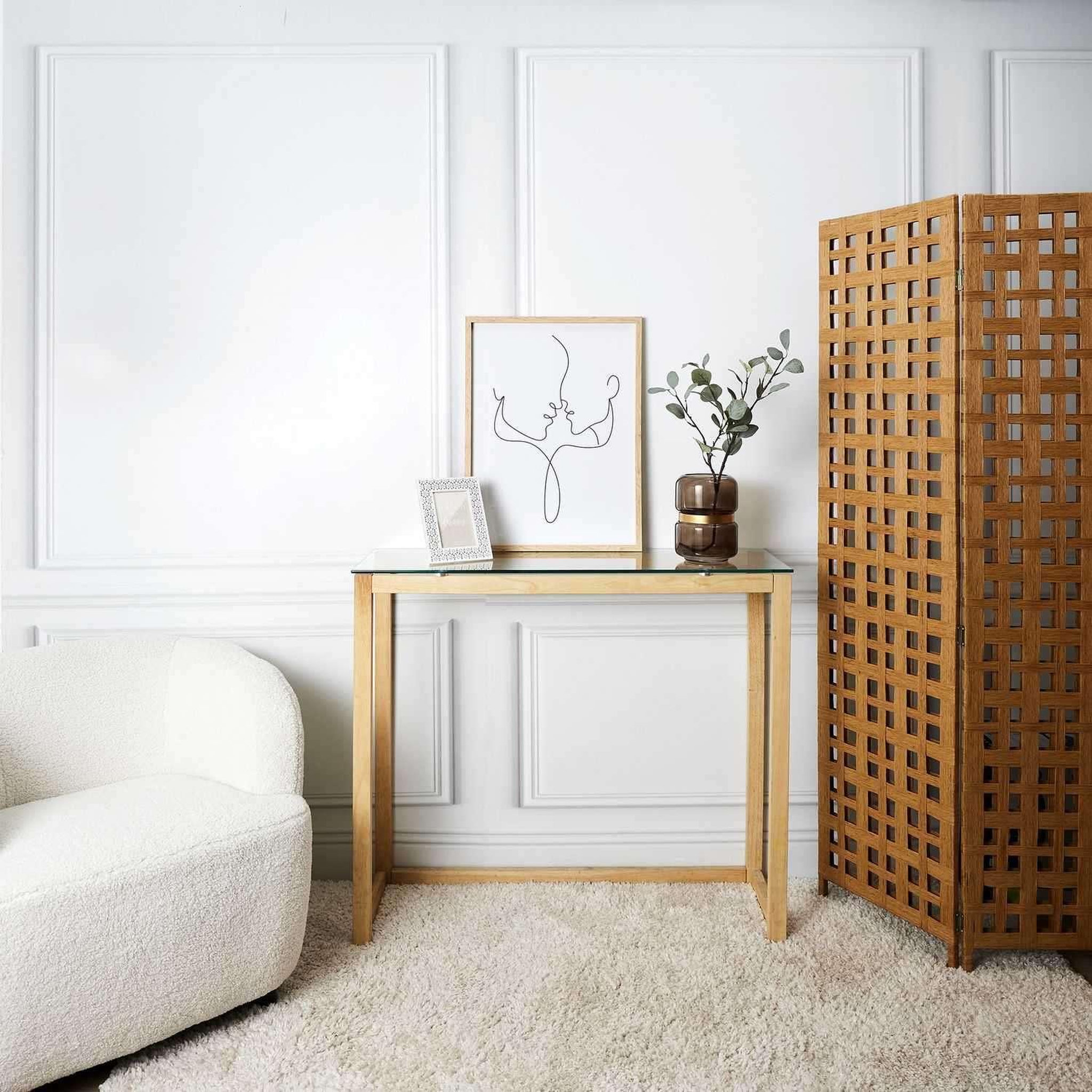 Voir la diapositive 2 : The Home Deco Factory Console en verre et bois - marron et transparent