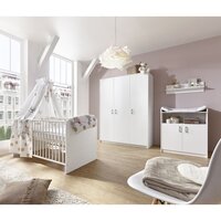 Chambre complète lit évolutif 70x140 - commode - armoire 2 portes LittleSky  by Klups Lydia - Blanc : : Bébé et Puériculture