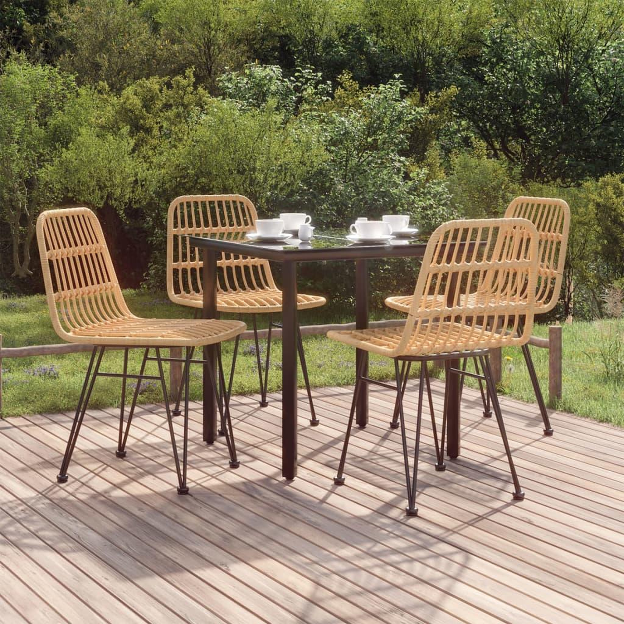 Voir la diapositive 1 : VIDAXL Ensemble a manger de jardin 5pcs Resine tressee