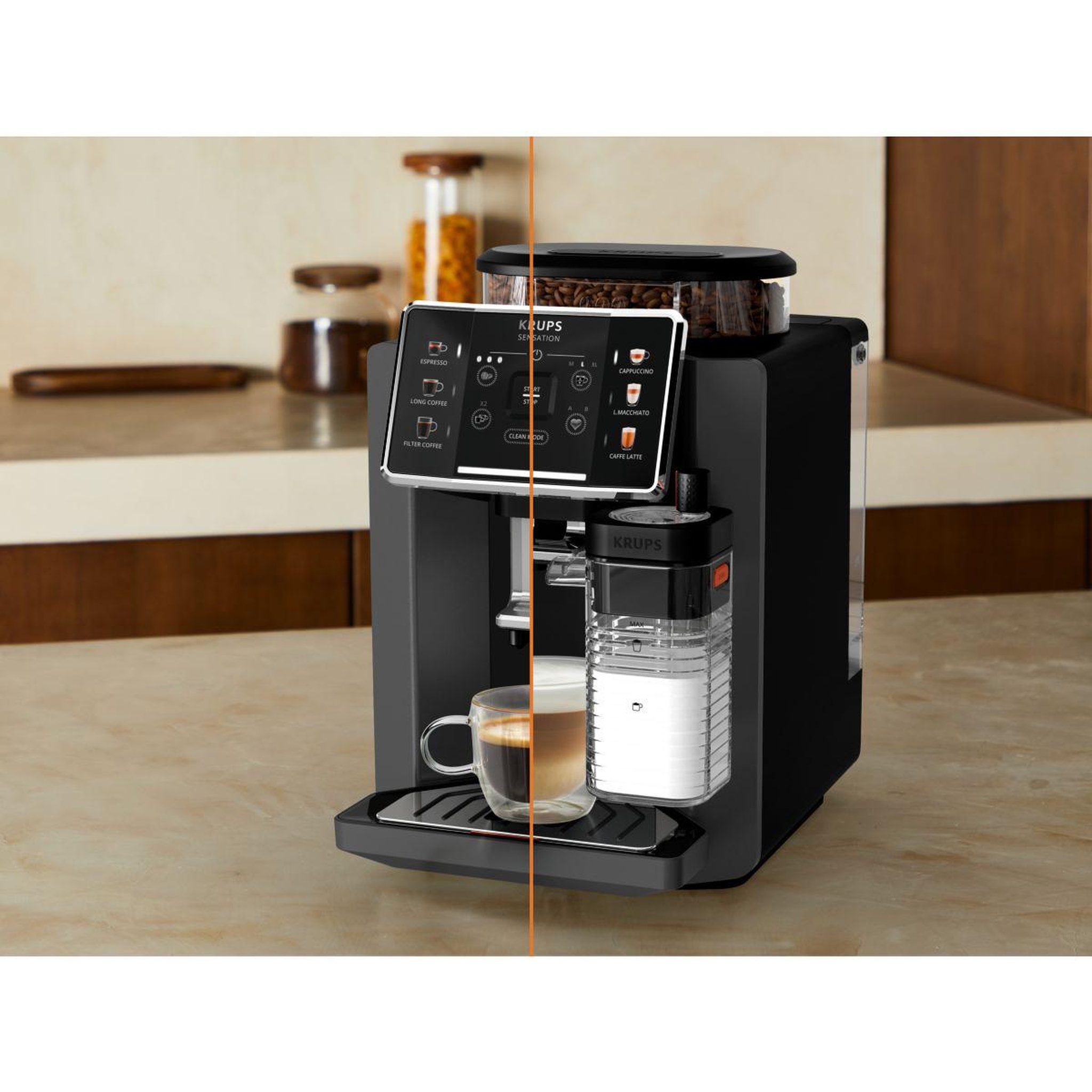 Voir la diapositive 2 : KRUPS Expresso broyeur sensation lait ea912hf1