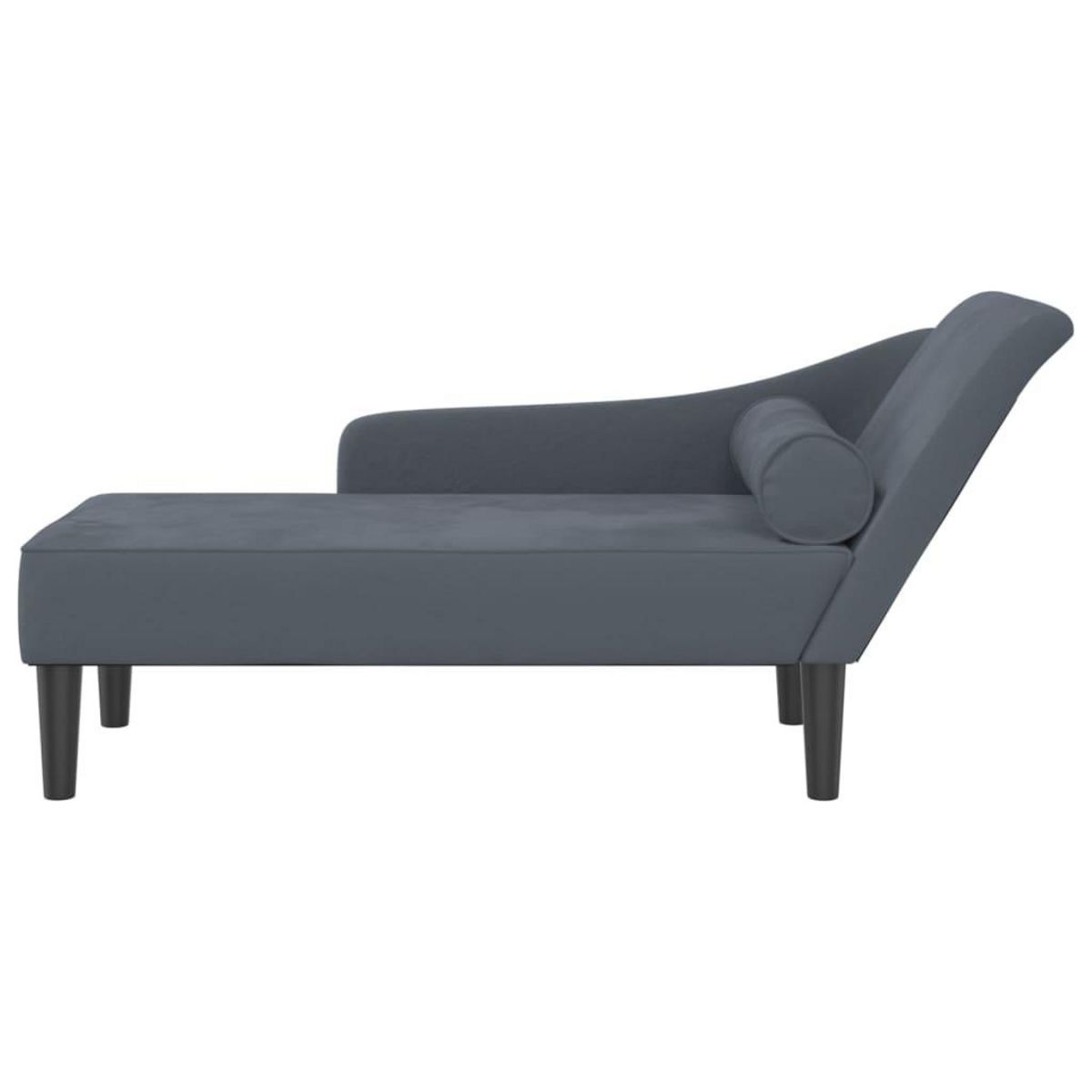 VIDAXL Chaise longue avec coussins gris fonce velours