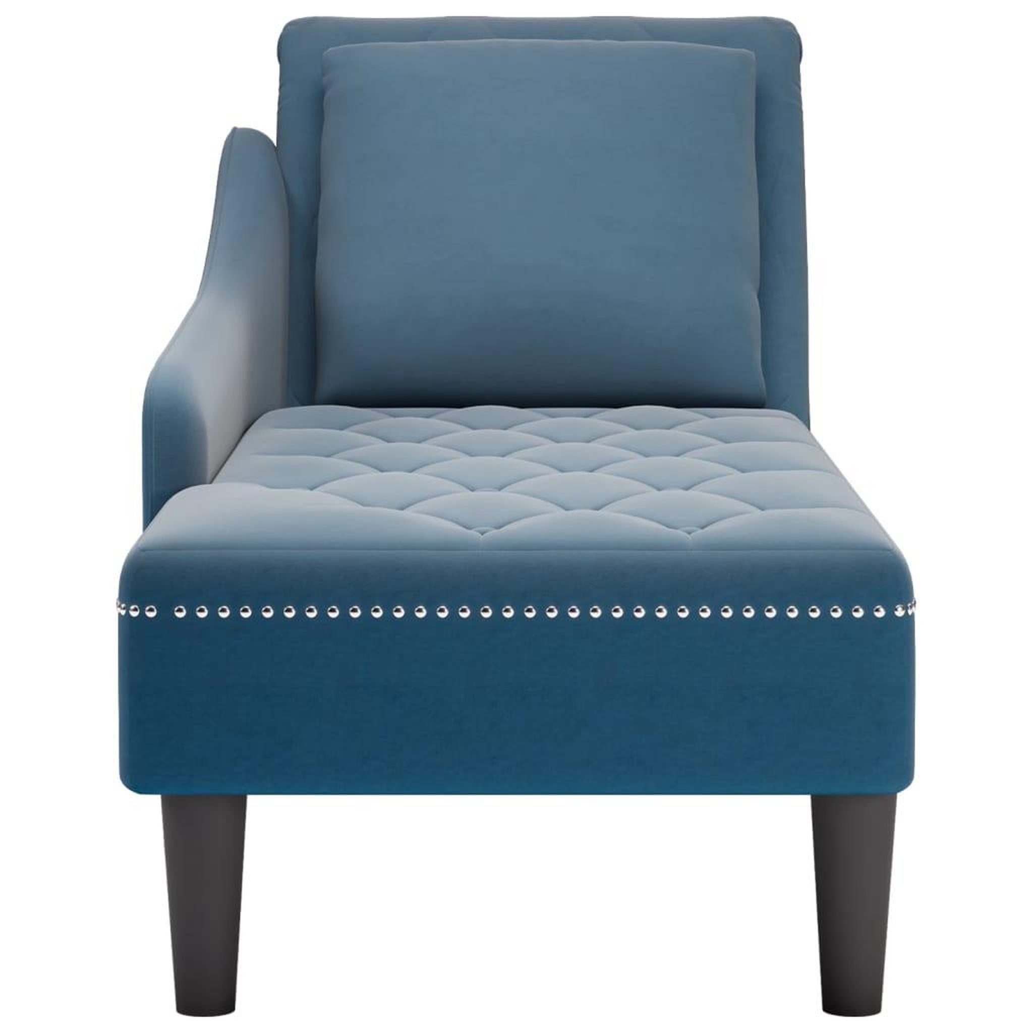 Voir la diapositive 4 : VIDAXL Fauteuil long avec coussin et accoudoir droit bleu velours